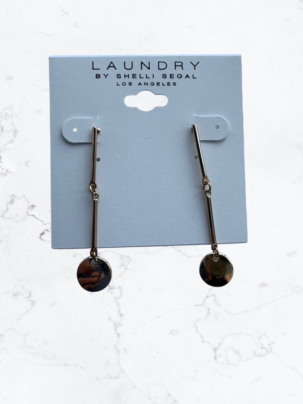 Laundry By Shelli Segal Silver Drop Disc Dangle Earrings